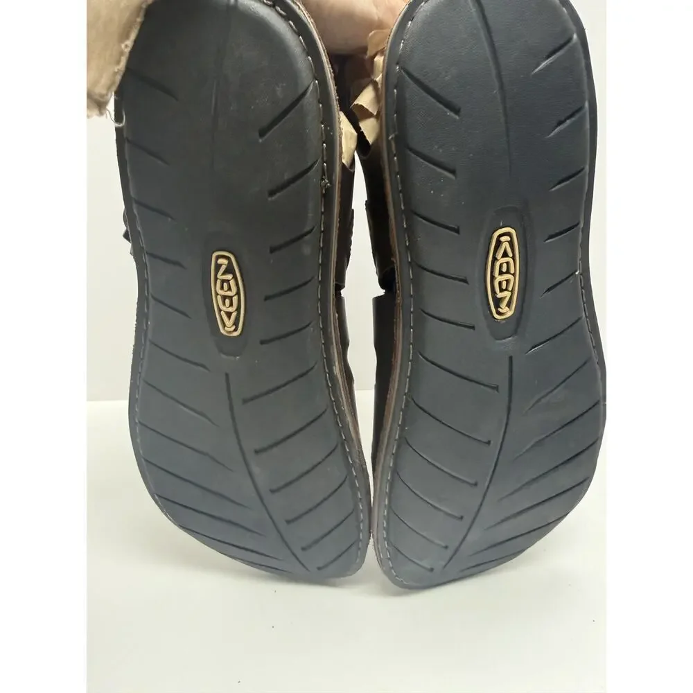 Keen Alman Fisherman Sandals Dark Brown Full-Grain Leather Size 10
